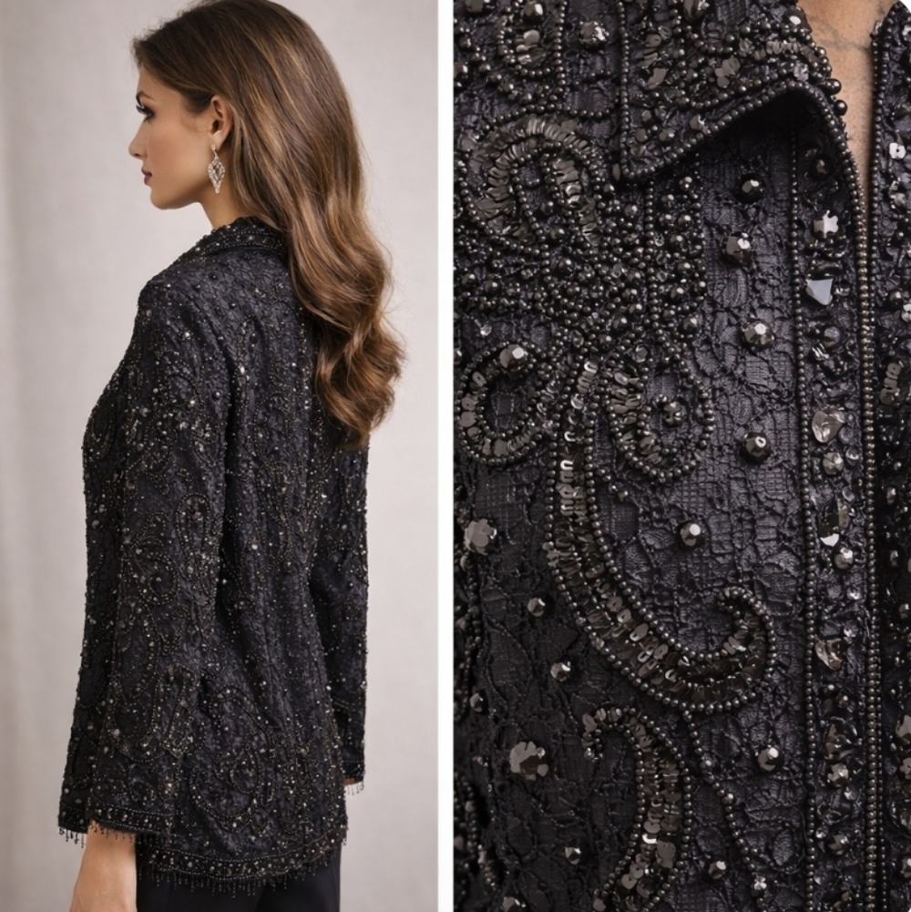 Theo Miles | Luxury Vintage Beaded Artisan Embroidery Jacket - Picture 3 of 12